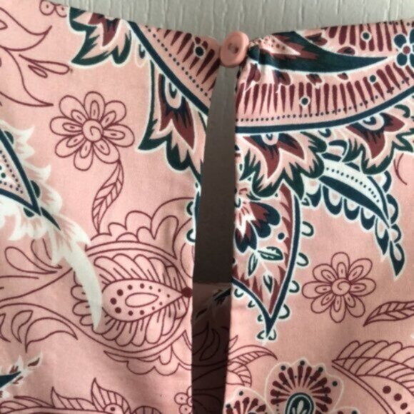 CODE X MODE Dress Paisley Tiered Ruffle Pleated Skirt Pink Green Sz.L - Picture 8 of 12